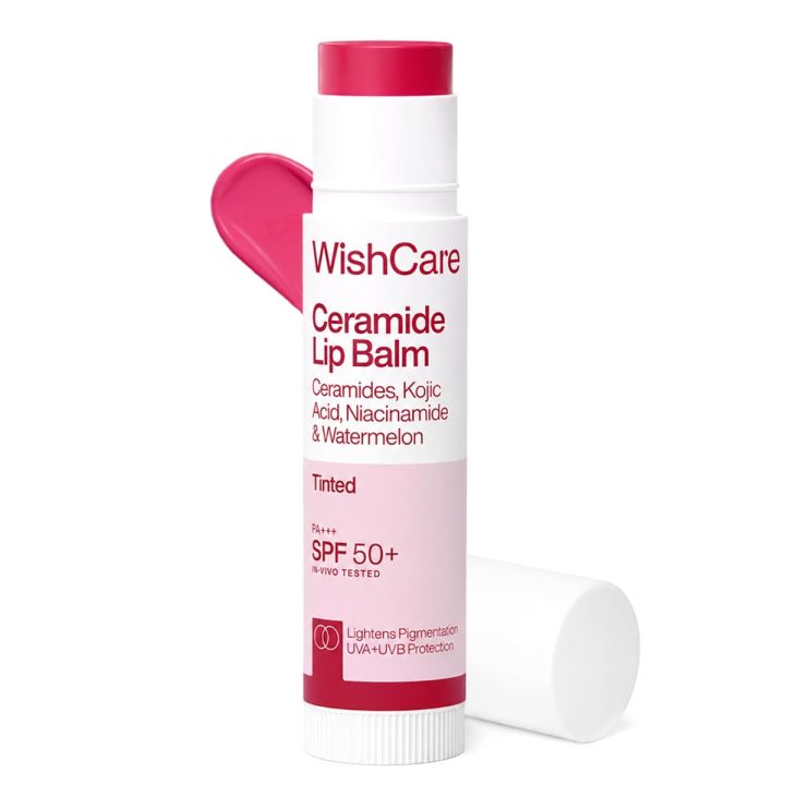 WishCare Tinted Lip Balm SPF 50 PA++++ | Brightening Lip Balm for Dark Lips-5gm (seal open packet)