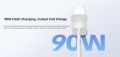VIVO 90W FlashCharge VOOC USB-A Charger QC 4.0 for V50, X200, X200 Pro - White.