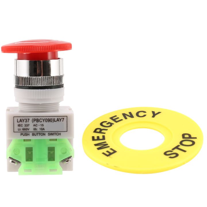 Momentary Push Button Switch Normally Closed AC 660V 10A Red Mushroom