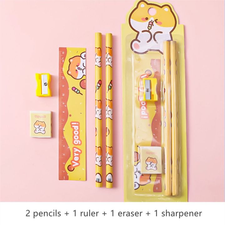 Set%20of%202%20pencils%20cartoon%20stationery,%201%20ruler,%201%20eraser,%201%20pencil%20sharpener%20-%20Image%206