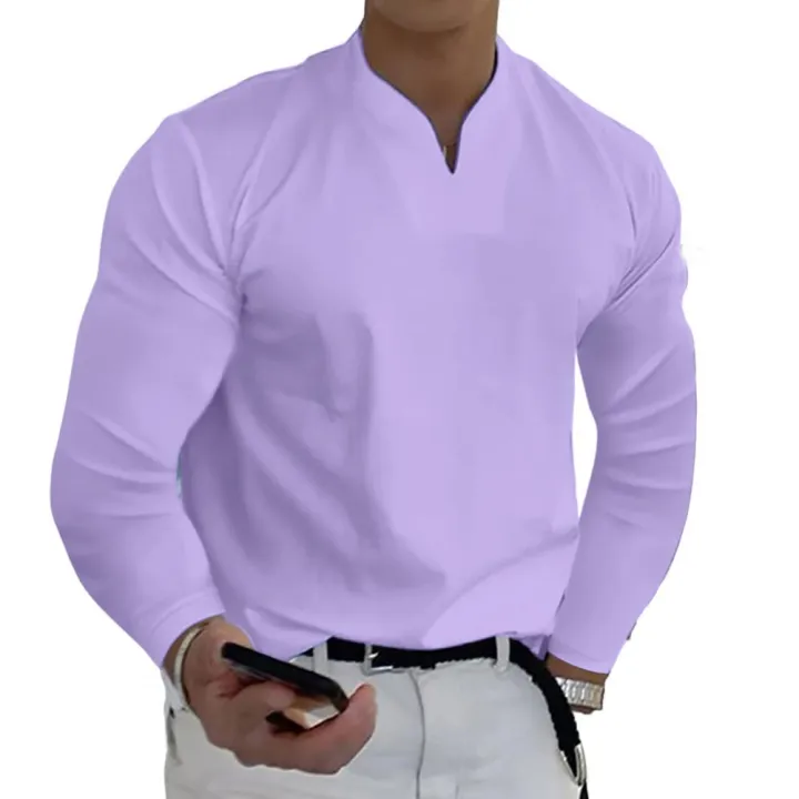 Casual%20V-Neck%20Solid%20Tees%20Men%20Shirts%20Long%20Sleeves%20Pullover%20Colorfast%20Autumn%20Trendy%20Shirts%20Oversized%20Tops%20Men%20Clothes%20Streetwear%20-%20Image%202
