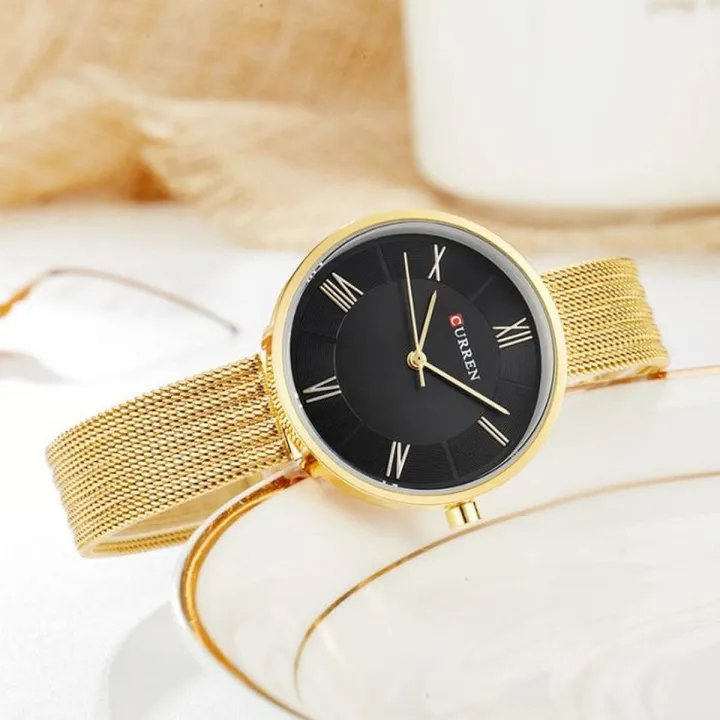 CURREN 9020 Golden Stainless Steel Analog Watch For Women - Golden
