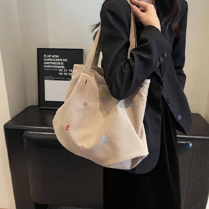 Embroidered%20Tote%20Bag%20Letters%20Design%20Portable%20Fashion%20Shoulder%20Bag%20Canvas%20Large%20Capacity%20Storage%20Bag%20for%20Casual%20Grocery%20Shopping%20Book%20Carrying%20Women%20Accessory%20Pouch%20-%20Image%206