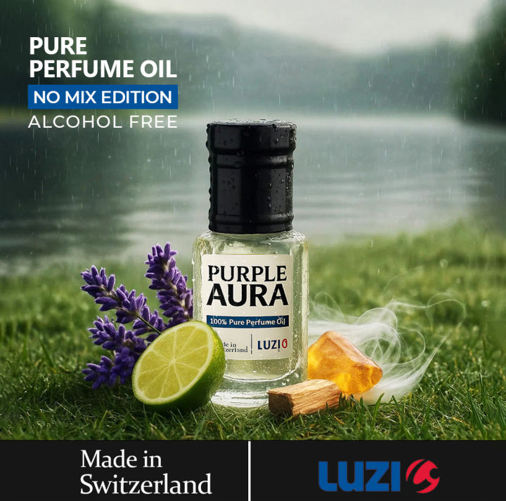 Purple Aura by Luzi –Made in Switzerland- Luxurious Long Lasting Swiss Perfume Oil | Unisex Attar | Alcohol Free