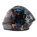 Stealth -103 Glossy Black SKULL-BULE Full Face Helmet.