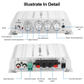 Car Stereo Amplifier Speaker Hifi Power 2.1 Channel Home Subwoofer Audio Output 12V Audio System Easy to Use Silver. 