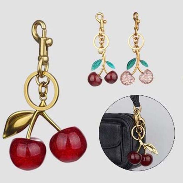 Creative Ornaments Cherry Keychain Alloy Key Decoration Cherry Charms Bag Accessories 3D Crafts Cherry Pendant Lady/Women