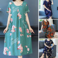 Sunnyheart Summer Dress Breathable Big Pockets Round Neck Mother Dress. 