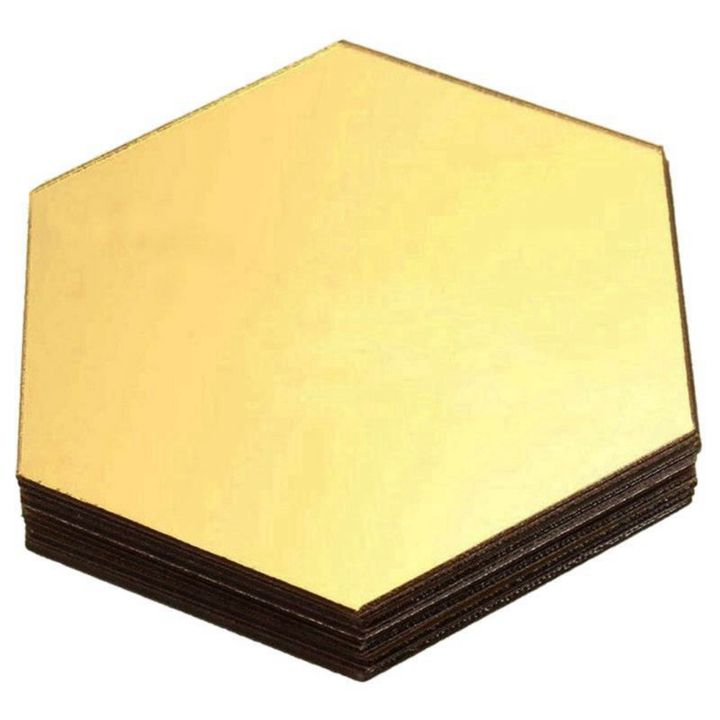 24%20Pcs%20DIY%203D%20Mirror%20Hexagon%20Decal%20Art%20Mural%20Wall%20Sticker%20Home%20Decor%20Removable%20Gold%20-%20Image%202