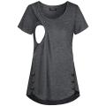 Maternity Clothes Pregnancy Buttons Breastfeeding Pregnant Women Short Sleeve Casual Summer Pullover T-shirt Pregnant Clothes.