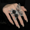 Vintage Punk Metal Black Rose Liquid Butterfly Opening Ring For Women Exaggerated Adjustable Animal Ring Aesthetic Jewelry Gift Qoddess.