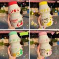 480ml Plastic Water Bottle Tour Drinking Bottle Yakult Shape Cute Kawaii Milk Carton Shaker Bottle For Kids/Girl/Adult Glass.
