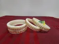 White & Red Latest Design Shakha Pola Bangles for Women , Party , Wedding , Anniversary , Durga Puja & All Time Use Shakha Bangles.. 