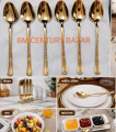 Premium Royal Gold Stainless Steel Serving Spoon Set – 8 Inch (6 Pieces). 