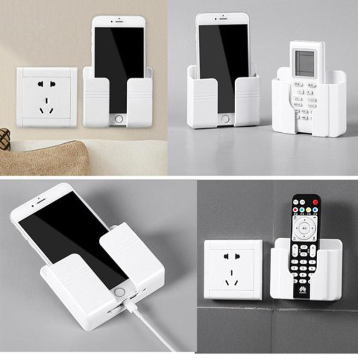Mobile Phone Charging Hanging Holder Multifunction Wall Mounted Plug Bracket Remote Control Mounted Storage Box