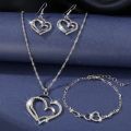Fashion European and American Heart Shaped Wedding Dinner Wedding Dress Accessories Double Love Earrings Necklace Bracelet Gift. 