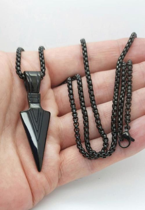 Men's%20Design%20Matte%20Black%20Long%20Necklace%20with%20Arrow%20Pendant%20Jewelry%20Chain%20%20Punk%20Rock%20Christmas%20Halloween%20Gift/Chain%20For%20Men/Pendant%20Necklace%20Chain/%20-%20Image%203