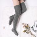 Harajuku Women Girls Wool Stockings Winter Warm Knitted Over Knee Socks Leg Warmer Female Thigh Long Stockings Leg Warmers. 