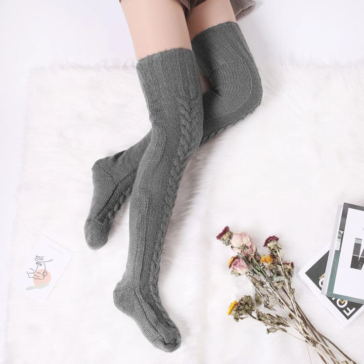 Harajuku%20Women%20Girls%20Wool%20Stockings%20Winter%20Warm%20Knitted%20Over%20Knee%20Socks%20Leg%20Warmer%20Female%20Thigh%20Long%20Stockings%20Leg%20Warmers%20-%20Image%205