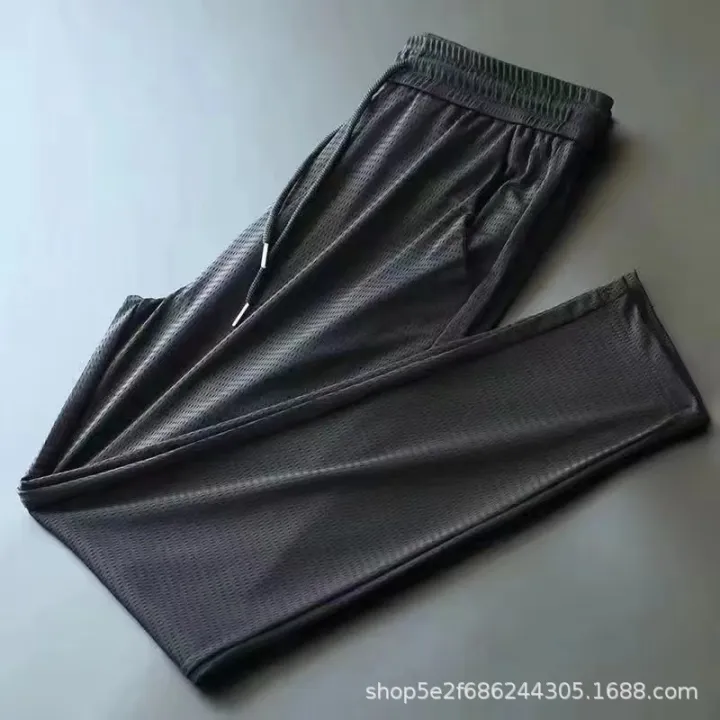 Ice%20Silk%20Casual%20Pants%20Men's%20Straight%20Loose%20Summer%20Thin%20Drop-down%20Elastic%20Waist%20Wide%20Leg%20Quick-Drying%20Track%20Pants%20-%20Image%209