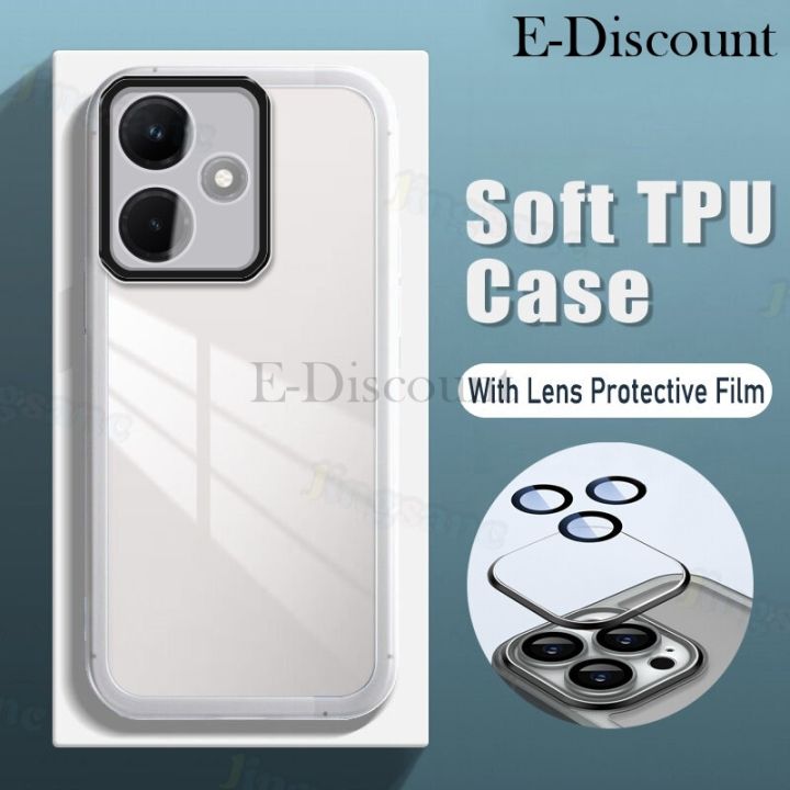 New Phone Case For Infinix Hot 40 Pro Free Fire 4G Cover Camera Protection Semi Transparent Soft Silicone Shockproof with Lens Protector Films for Infinix Hot 40 Pro Free Fire Case