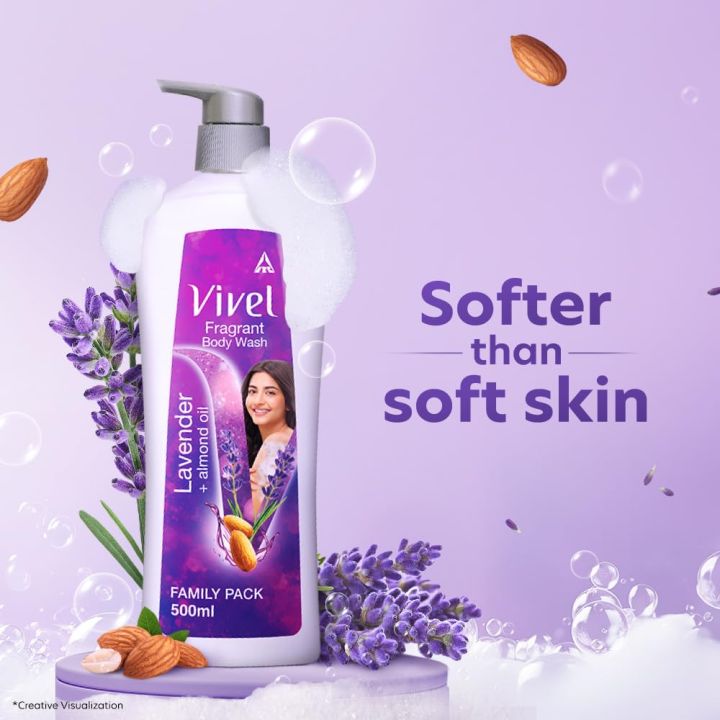 Indian Vivel Body Wash, Lavender & Almond Oil Shower Creme (500ml)