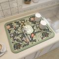 Absorbent Drain Pad Kitchen Rugs Dish Drying Mat Coffee Mats Dish Drainer Cup Bottle Dinnerware Placemat Retro Home Decoration. 