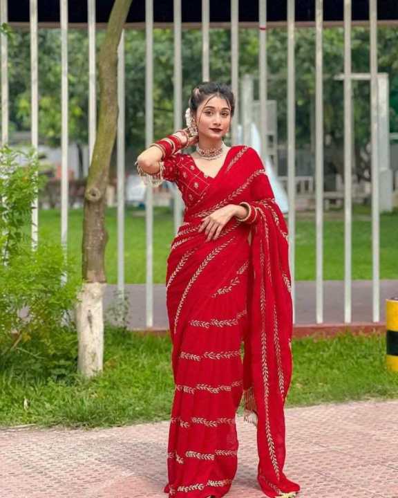 Exclusive Viral Georgette sharee with embroidery work blouse pics