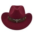 (NEW)Black Cowboy Hat Jazz Knight Hats Felt Hats With Bull Shaped Decor Grassland Country Hat Sombrero.