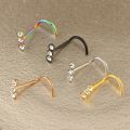 1Pcs Surgical Steel Crystal Nose Piercing Rings And Studs Nose Stud L Shape Zircon Nose Ring Indian Style Piercing Jewelry Nariz. 
