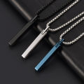 Japanese and Korean simple men's fashion tungsten steel pendant European and American personality stainless steel chain jewelry literary fan street necklace.