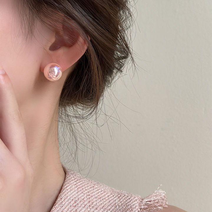 Silver needle European and American simple geometric round earrings light luxury high-end earrings commuting versatile temperament earrings wholesale women