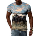 Summer New Animal Cow Pattern Men's Children's T-shirt 3d Printing Original Personality Short-sleeved Hip-hop O-neck Thin Top.