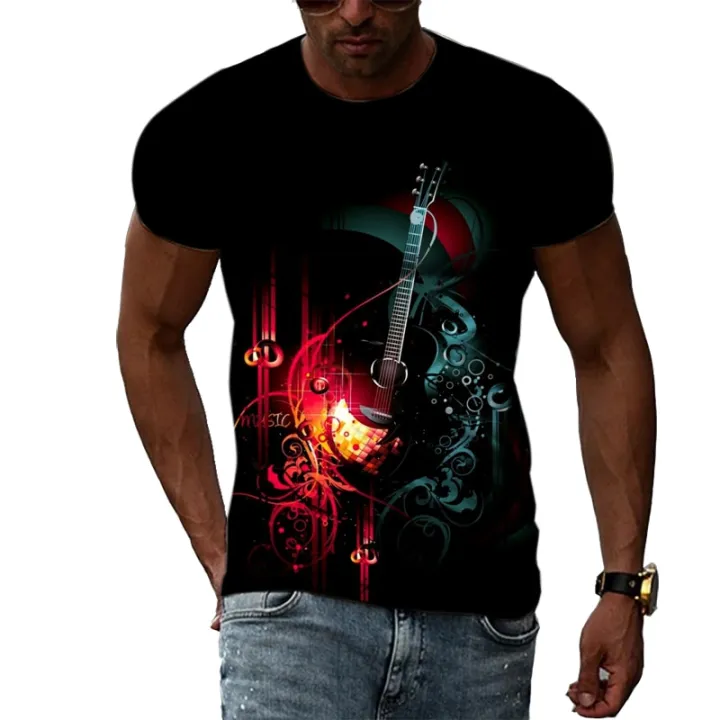 2023%20Men's%20Guitar%20Graphic%20Fashion%20Taste%20T-Shirt%20Summer%20Casual%20Personality%20Creative%20O%20Neck%20Short%20Sleeve%203D%20Printing%20Fashion%20-%20Image%205