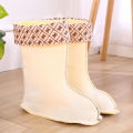 Korean Style Fleece-Lined Rain Boots Women 'S Rain Boots Non-Slip Waterproof Shoes Winter Fashionable Warm Mid-Calf Cotton Rubber Shoes Rubber Boots. 