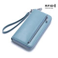 Women's wallet rfid anti-theft brush foreign trade Korean version fashion and simple leather long passport bag clutch. 
