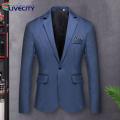 Men Lightweight Stylish Slim Fit Suit Jacket for Business Wedding Black White Stitching less Than Wedding Party. 