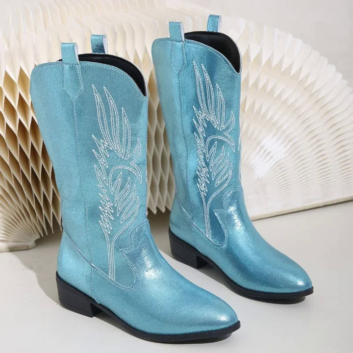 Western%20Cowboy%20Boots%202024%20Winter%20Fashion%20Mid-calf%20Women's%20Boots%20Retro%20Pointed%20Toe%20Slip-on%20Mid%20Heel%20Pink%20Boots%20Shoes%20for%20Women%20-%20Image%206