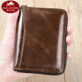ew ertal leather coin purse men's er anti-theft card swiping bag drier's lense top layer coide retro wallet men's. 