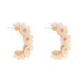 【GuangDa Girls' Earrings Korean Ins Net Red Trendy New Earrings C-shaped Pearl White 6 Flowers Fresh and Versatile Fashion Accessories Earings for Women. 