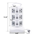 Tower Power Strip Surge Protector Vertical Multi Sockets 7/11/15/19 Way Universal Outlets Plug Socket 2 USB 3m Extention Cord. 