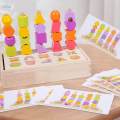 Wooden Beads Sequencing Toy Set Shape Color Sorter.