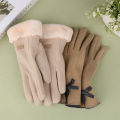 Women's Winter Gloves Plus Velvet Thicken Warm Touchscreen Gloves Cashmere Rabbit Fur Wrist Windproof Cycling Driving Mittens-Cola Kids.