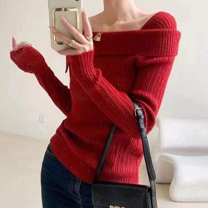 Design%20Sense%20Niche%20Thickened%20off-Shoulder%20Bottoming%20Shirt%20Women's%20Autumn%20and%20Winter%20High-Grade%20off-Shoulder%20Sweater%20Inner%20Sweater%20Top%20-%20Image%204