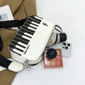 Fashion Note Girl Piano Black & White Small Square Bag New Bag Bag Women's Bag One Shoulder Crossbody Bag.