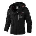 Men Jacket Coat Stylish Windbreaker Jacket with Hood Multiple Pockets Waterproof Design for Men's Winter Coat Multi-pocket Men. 