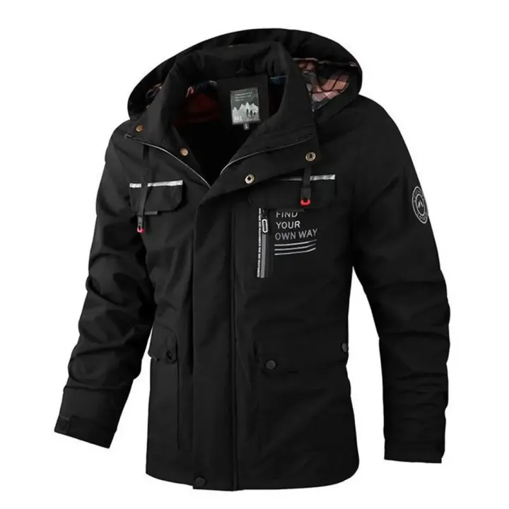 Men%20Jacket%20Coat%20Stylish%20Windbreaker%20Jacket%20with%20Hood%20Multiple%20Pockets%20Waterproof%20Design%20for%20Men's%20Winter%20Coat%20Multi-pocket%20Men%20-%20Image%203