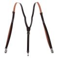 Coffee Faux Leather Adjustable Band Suspenders Braces. 