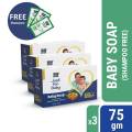 (30% Off & Free Shampoo) Just For baby - Baby Soap 75g X 3. 