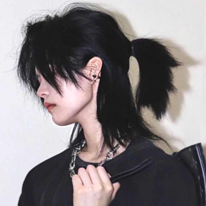 Wig Male Short Straight Hair Wolf Tail Wig Unisex Short Hair